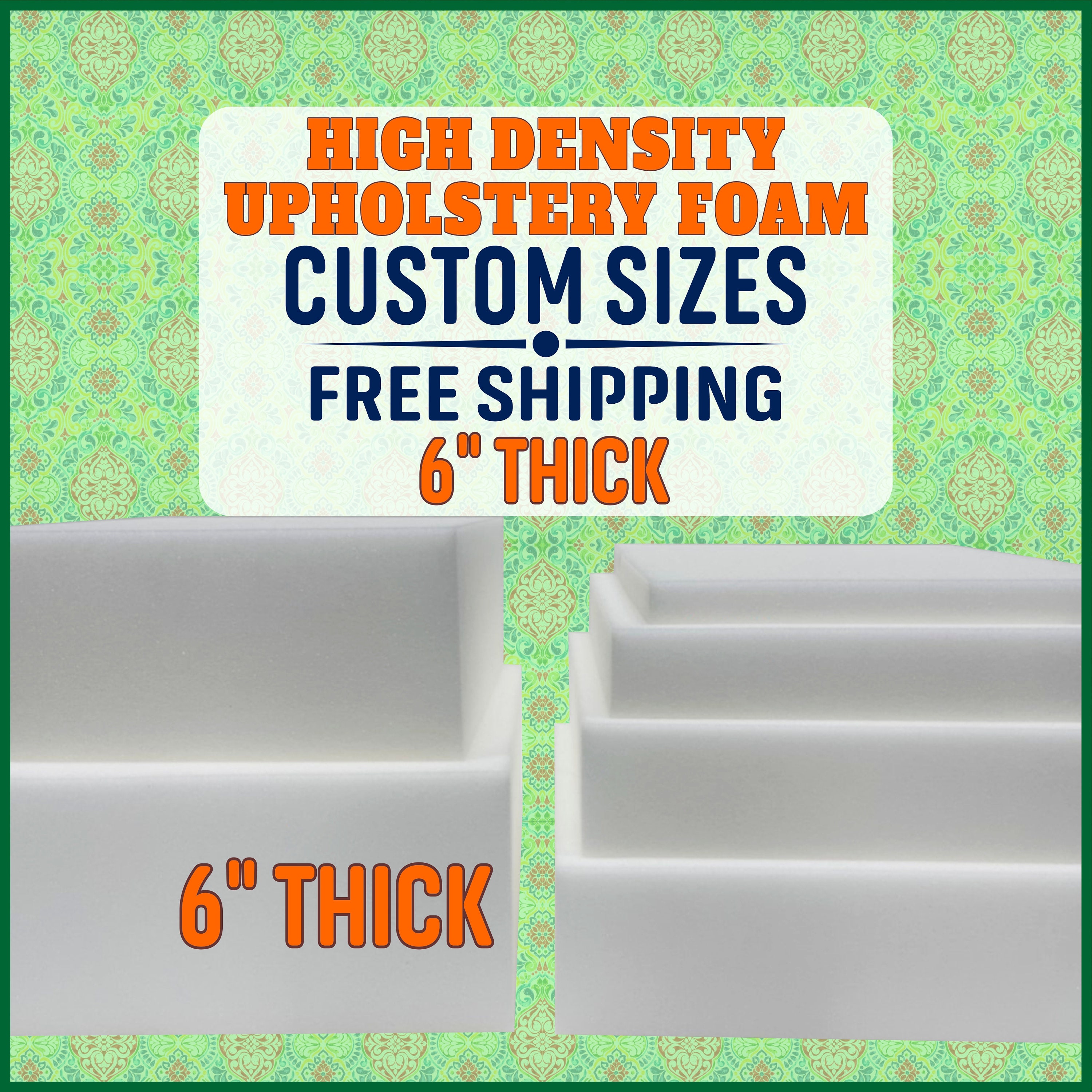 AK Trading Co. Upholstery Foam Cushion, High Density Polyurethane Foam Sheet - Made in USA - 6 H x 24 W x 72 L,White 6x24x72