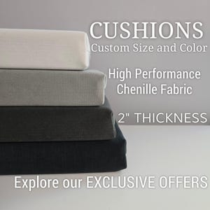Custom Bench Cushion, Window Seat Cushion 2&quot; Thick with Zipper - Crypton Fabric