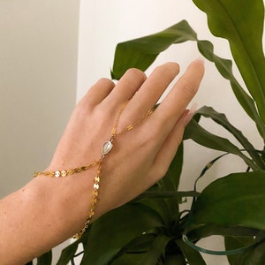 14k gold filled/finished mother of pearl ring bracelet image 2
