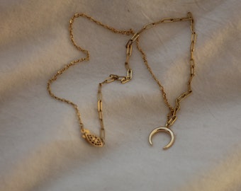 14k gold filled half moon necklace
