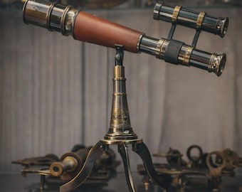 Handmade Vintage Brass Telescope with Tripod Stand