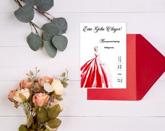 Elegant invitation card as digital download for printing/Kina Davetiyesi / Dügün Davetiyesi / Card Wedding / Invitation Henna /