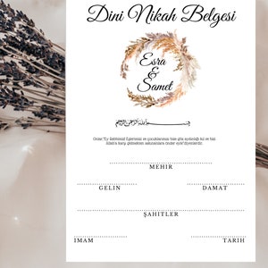 Digitaler Download Dini Nikah Belgesi Islamische Trauung Zertifikat/Eheurkunde zum Ausdrucken / Hochzeit / Wedding
