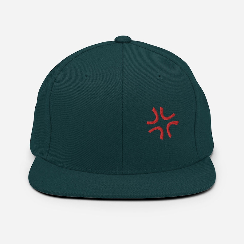 Angry Anime Embroidery Snapback Hat