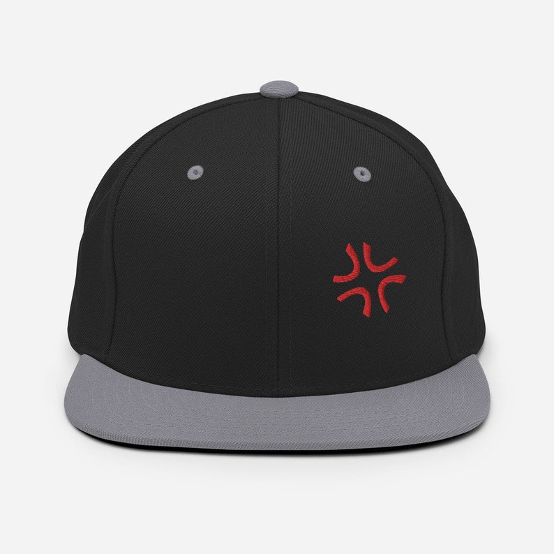 Angry Anime Embroidery Snapback Hat