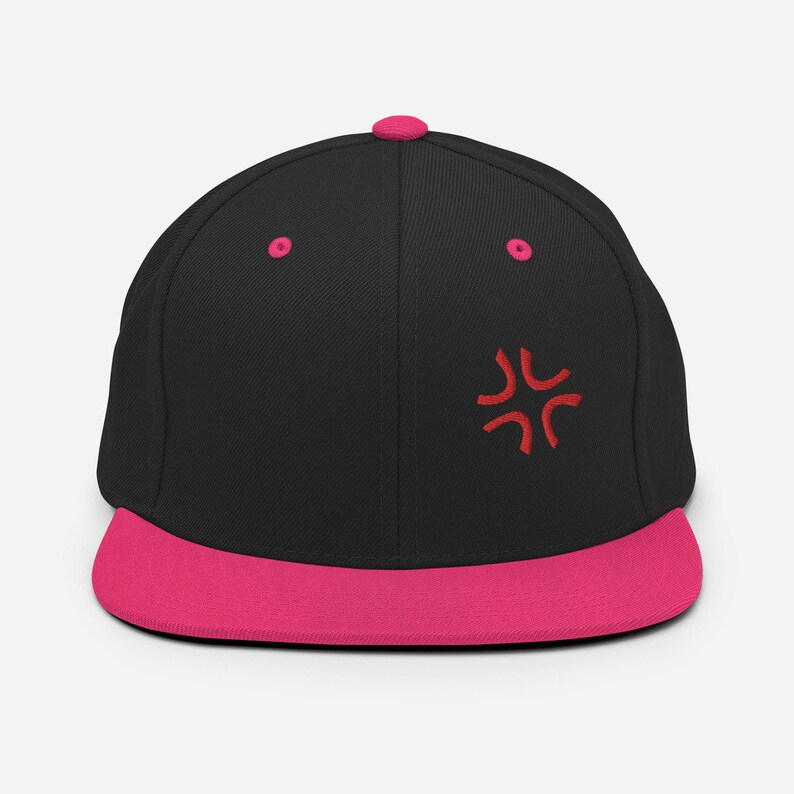 Angry Anime Embroidery Snapback Hat