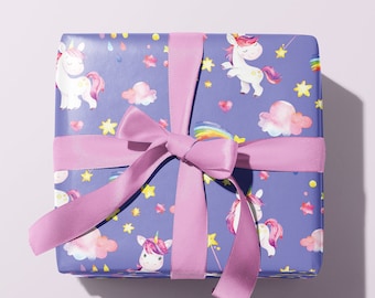 Unicorn Gift Wrapping Paper, High Quality Gift Wrap, Luxury Matt Paper 100 gsm, Sheet in Size A2 (23.4" x 16.5")