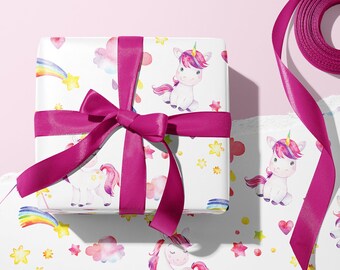 Unicorn Wrapping Paper, High Quality Unicorn Gift Wrap, Luxury Matt Paper 100 gsm, Sheets in Size A2