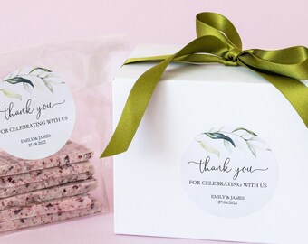 Adesivos de agradecimento de casamento de eucalipto, 24 adesivos de 6 cm (2,4"), adesivos para lembrancinhas de casamento, adesivos redondos de agradecimento para presente de casamento, personalizados