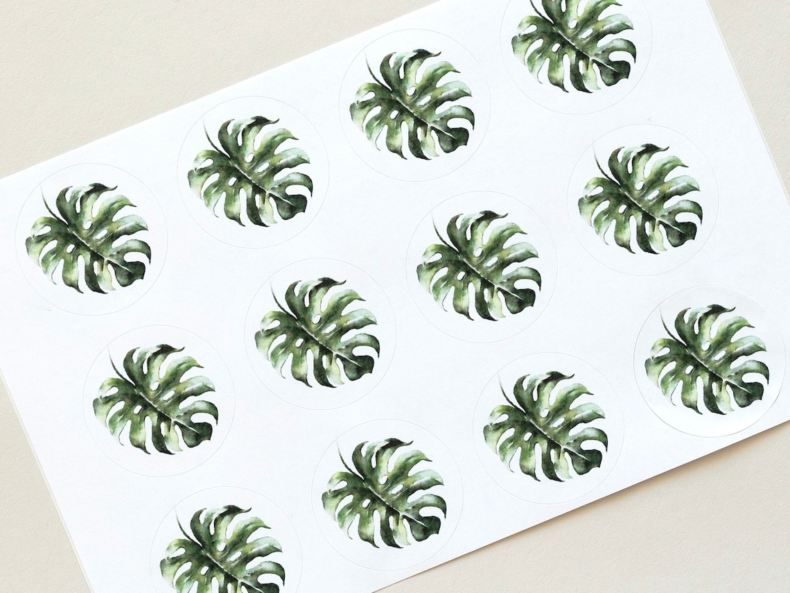 Monstera Stickers, 48 Stickers, Wedding Envelope Stickers, Celebration ...