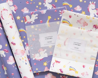 Unicorn Gift Wrapping Paper, 5 Sheets (folded), High Quality Gift Wrap, Luxury Matt Paper 100 gsm, 5 Sheets in Size A2