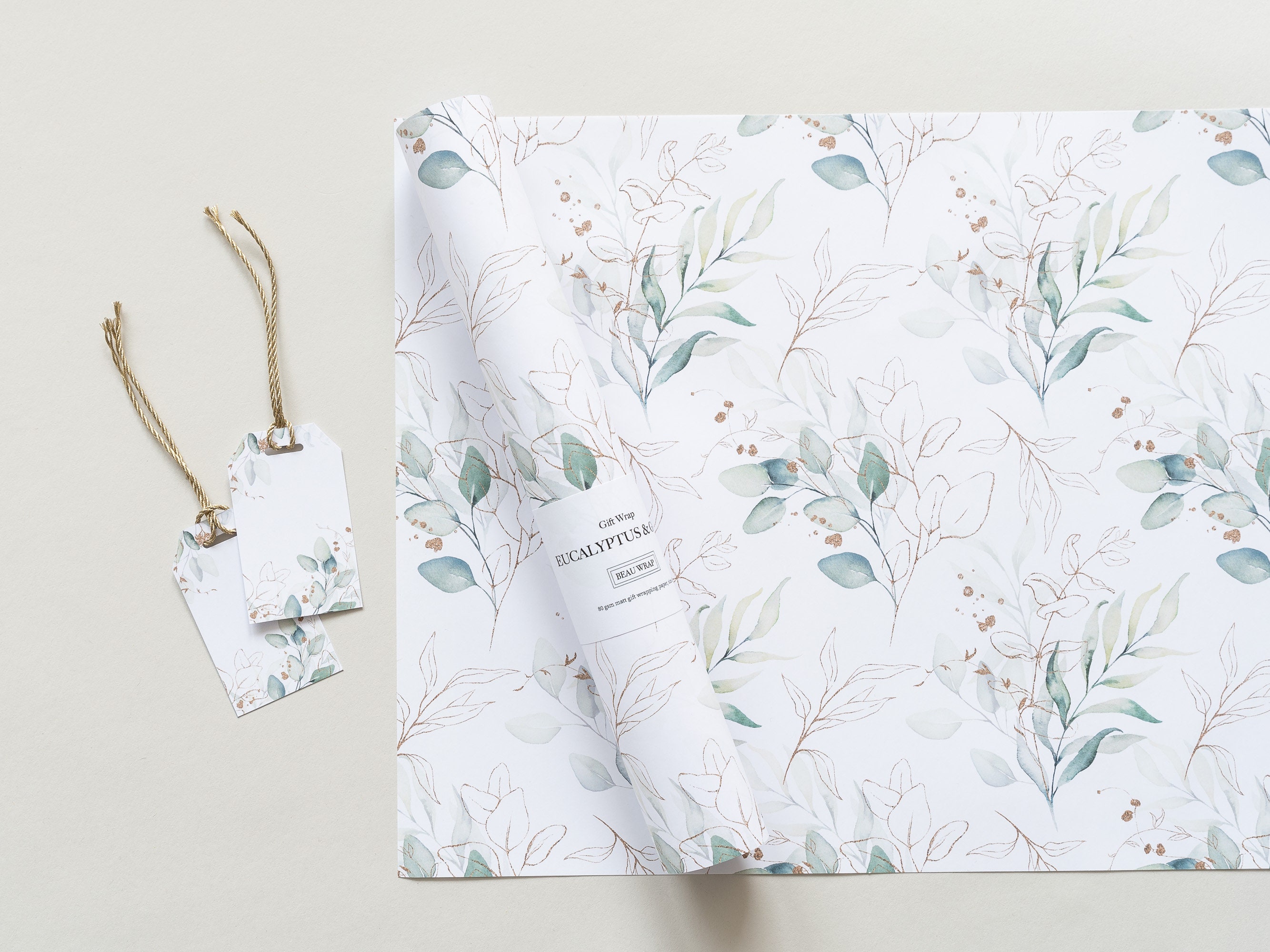 Eucalyptus Luxury Gift Wrapping Paper Botanical Leaf Pattern Etsy Hong Kong