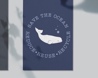 Print Beluga Recycling Earth Day digital illustration | Ophelia's Lake