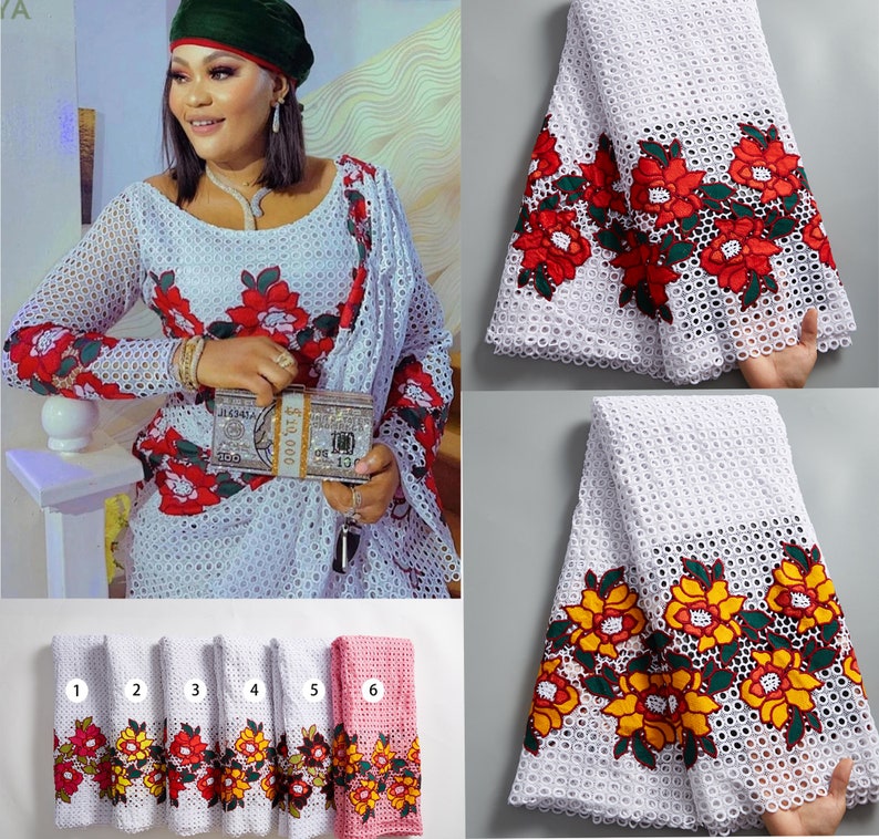 Latest African Lace Fabric With Flower Pattern Mesh Fabric , Per Latest African Lace Fabric With Flower Pattern Mesh Fabric , Per