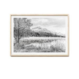 Engadin Landschaft Wandbild, Schwarz Weiß Fotografie, Silsersee Leinwandbild, Kunstdruck, Fotodruck, Piz Margna, Bilder Alpen Schweiz