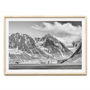Arte mural de Spitsbergen, impresión en lienzo de Noruega, fotografía en blanco y negro, imágenes, impresión fotográfica, impresión fotográfica, fiordo de Magdalene, glaciar de Svalbard
