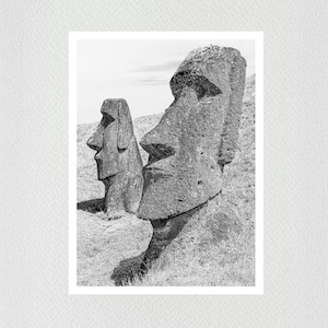 Moai Easter Island photography, Moai sculptures, black white art print A3, Polynesia, photo gift, photo print, wall art, pictures, poster