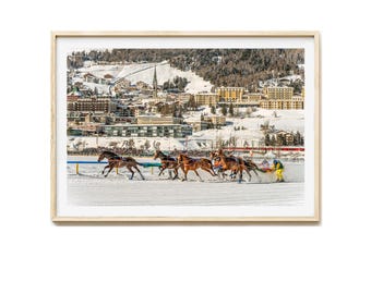 St Moritz White Turf Photo Print, Switzerland Wall Art, Horse Racing Art Print, Fine Art Sport Wall Art