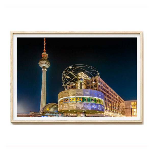 Berlin Alexanderplatz Fotodruck, Berlin Weltzeituhr, Deutschland Fotografie Bilder, Wohnzimmer Wandbild