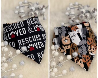 Rescued & loved | rescue dog | rescue pets | dog bandana | dogs | dog accessories | adopt | adoption | adopted | reversible