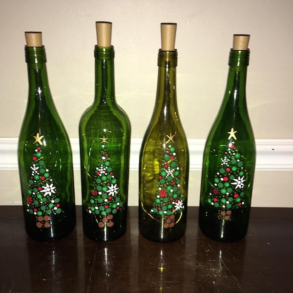 Hand Painted Christmas Wine Bottles Etsy