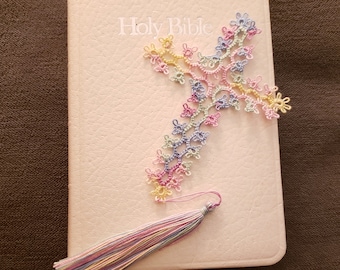 Lacy Cross Tatted Bookmark (variegated/pastel)