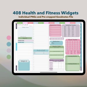 Health and Fitness Digital Widgets and Digital Stickers, Goodnotes Stickers, PNGs,
