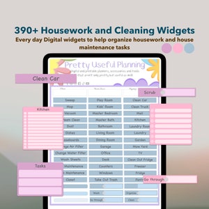 Housework and Cleaning Digital Widgets and Digital Stickers, Goodnotes Stickers, PNGs, Digital Planner Stickers, Digital Planner Widgets