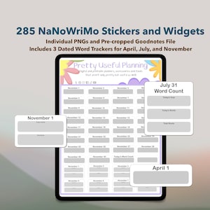 NaNoWriMo Digital stickers, Digital Widgets, Camp NaNoWriMo, Writing Tracker, Word Tracker, Goodnotes Stickers, PNGs