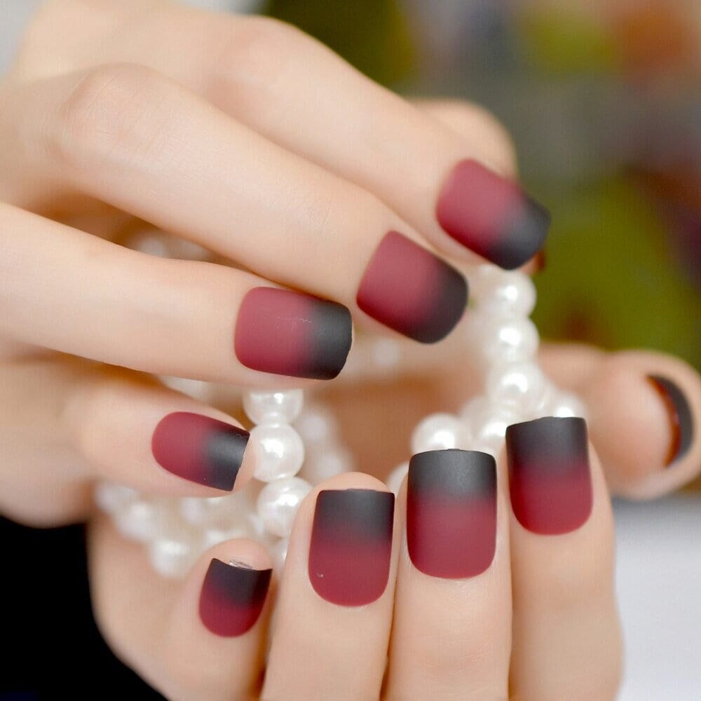 24 Pcs Black Red Ombre Square Press on Nails Red Gradient - Etsy Israel