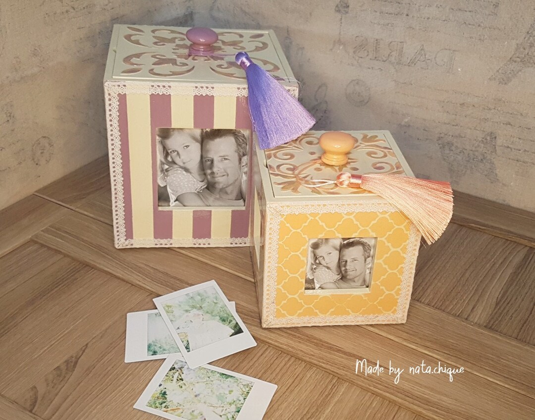 Personalized Storage Box With Photo Insert Purple Etsy