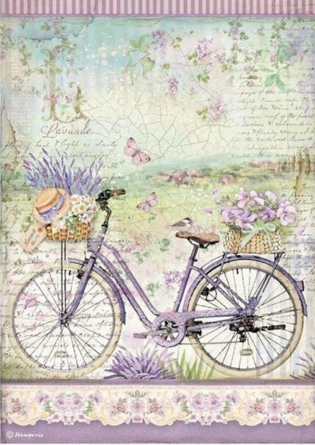 Provence Home A4 Rice Paper Lavender Themed Rice Paper - Etsy