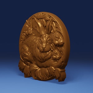 Hasen Kaninchen, 3D-STL-Modell, CNC-Fräser Engraver, Artcam, Aspire, CNC-Dateien, Holz, Kunst, Wanddekor