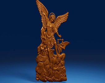 Archange Michael, modèle 3D STL, graveur de routeur CNC, Artcam, Aspire, fichiers CNC, bois, art, décoration murale