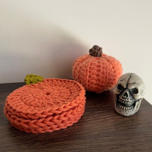 Crochet Pumpkin Coasters - Fall Indoor Decor - Unique Coasters