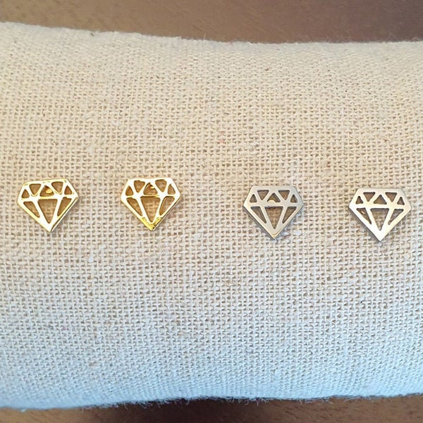 Boucles d'oreilles forme diamant en acier inoxydable