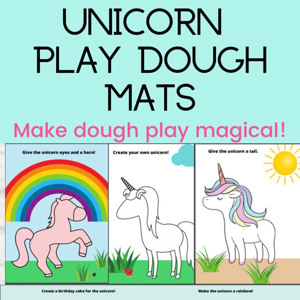 Unicorn Playdough Mats, Unicorn Play dough Mats, Unicorn play doh mats, play dough activity mat, play dough mat for girl