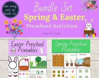 BUNDLE set!  Spring and Easter Preschool Activities, Spring preschool printable, Spring activities, preschool easter printables