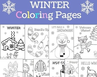 Winter Coloring Pages for Kids, Winter Coloring Sheets, winter coloring for kids, Printable for Kids, kids coloring pages, Instant Download