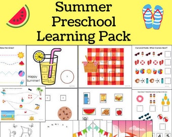 Summer Preschool Activities ,Summer Preschool Worksheets, Summer Preschool Printables, summer busy book, preschool curriculum, homeschooling