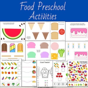 3 Year Old Learning Activities, Food Preschool Printable, Nutrition Preschool Activities, Preschool Activities Pack, Scissor Skills