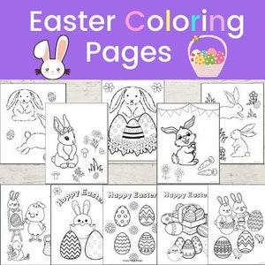 Easter Coloring Pages for Kids, Bunny Coloring Pages, Easter Coloring Sheets, Easter coloring for kids, Printable for kids coloring pages image 1