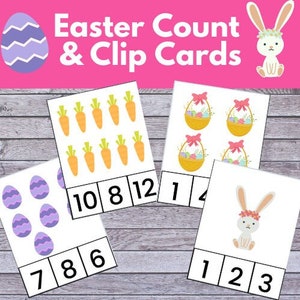 Ostern Count Clip Cards, Montessori Mathe printable, homeschooling, Counting Clip Cards, Kindergarten Mathe, Ostern Vorschule Mathe