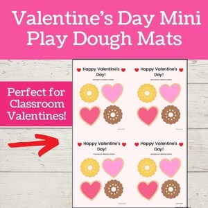 Printable Mini Valentine Play dough Mats, printable valentines for kids, Holiday Play dough Mats, Valentine's Day Play dough mats, Sensory
