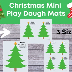 Printable Mini Christmas Playdough Mats, Christmas printable for kids, Holiday Play dough Mats, Christmas tree Play dough mats