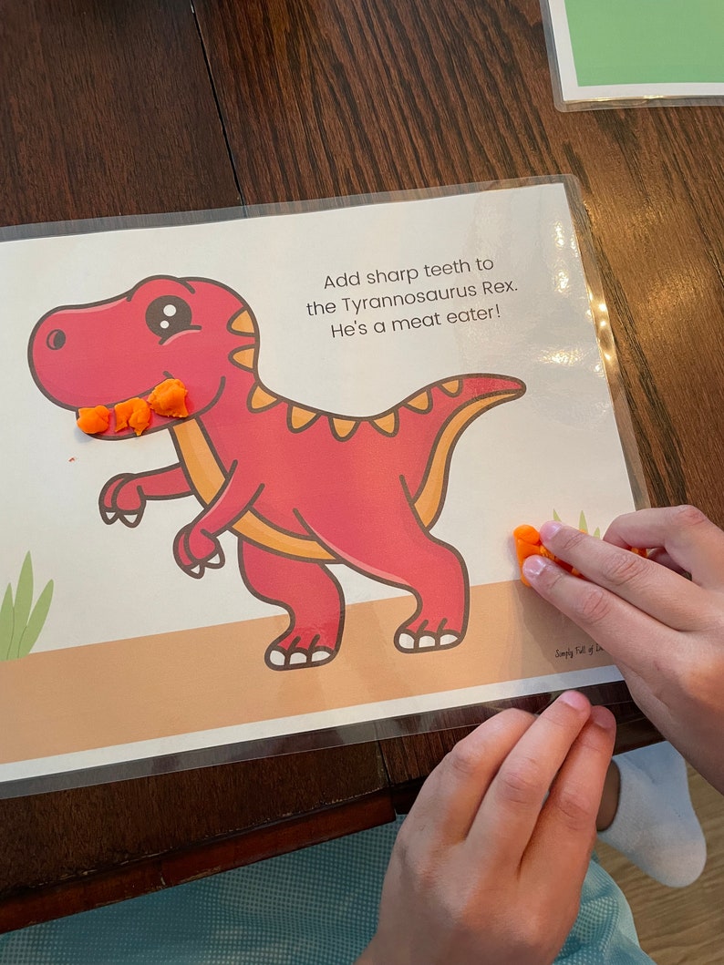 7 Dinosaur Playdough Mats, Printable Dinosaurs Play Dough Mat, Dino