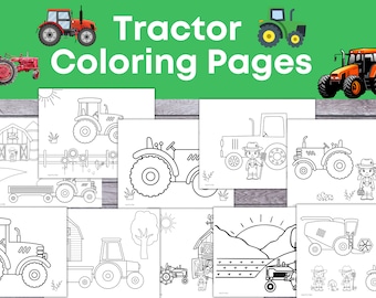 Tractor Coloring Pages for Kids, Tractor Coloring Sheets, Farm coloring for kids, Printable for kids, farm coloring pages