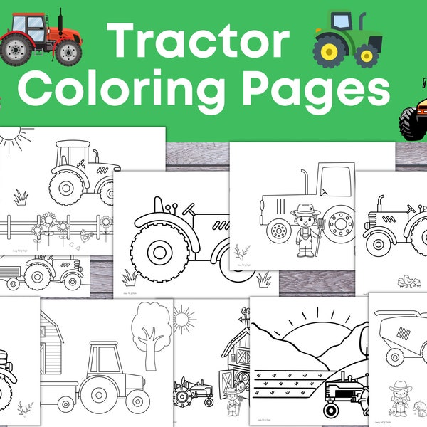 Tractor Coloring Pages for Kids, Tractor Coloring Sheets, Farm coloring for kids, Printable for kids, farm coloring pages