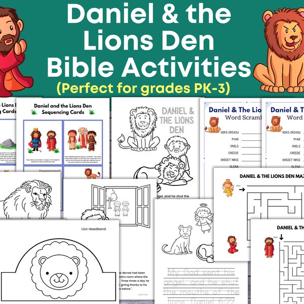 Daniel and the Lions Den Bible Story,  Daniel and the Lions den activities and games, Craft, Kids Bible Class, Sunday School Lesson Plans