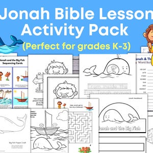 Jonah and the Big Fish Bible Story, Jonah activities and games, Jonah and the Whale Craft, Kids Bible Class, Sunday School Lesson Plans